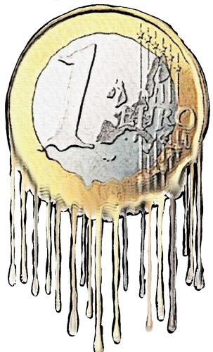 Cartoon: melting euro (medium) by johnxag tagged euro,melting,johnxag