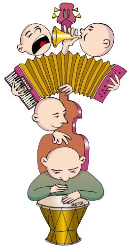 Cartoon: musical totem (medium) by johnxag tagged rhythm,musicians,band,totem,musical,music