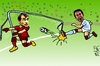 Cartoon: special kick (small) by johnxag tagged johnxag,karagounis,football,greek,goal