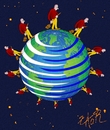 Cartoon: think globally act locally (small) by johnxag tagged earth,planet,save,act