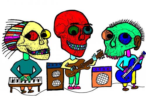 Cartoon: Bonehead rockers (medium) by Rudd Young tagged ruddyoung,cartoon,funny,comedy,rockers,bonehead