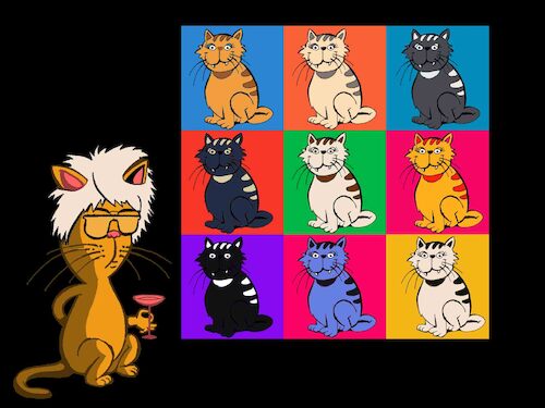 Cartoon: Andy The Cat Warhol... (medium) by berk-olgun tagged andy,the,cat,warhol