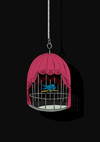 Cartoon: Bird Cage Cloth... (medium) by berk-olgun tagged theatre