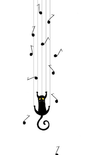 Cartoon: Black Cat Symphony... (medium) by berk-olgun tagged black,cat,symphony