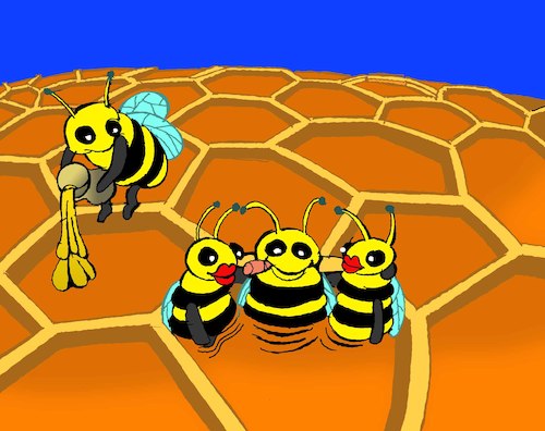 Cartoon: Boss Bee vs Worker Bee... (medium) by berk-olgun tagged boss,bee,vs,worker