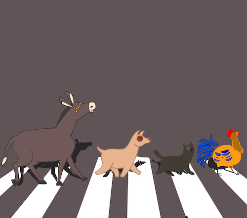 Cartoon: Bremen Musicians... (medium) by berk-olgun tagged bremen,musicians