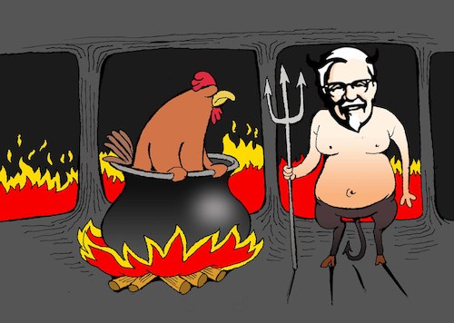 Cartoon: Chicken in Hell... (medium) by berk-olgun tagged chicken,in,hell