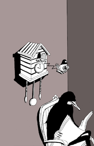 Cartoon: Cuckoo Clock Bomb... (medium) by berk-olgun tagged cuckoo,clock,bomb