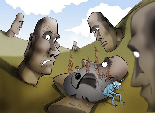Cartoon: Easter Island... (medium) by berk-olgun tagged easter,island