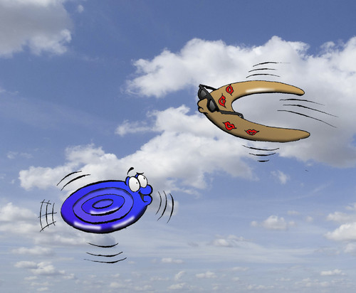 Cartoon: frisbee and boomerang 2 ... (medium) by berk-olgun tagged frisbee,and,boomerang