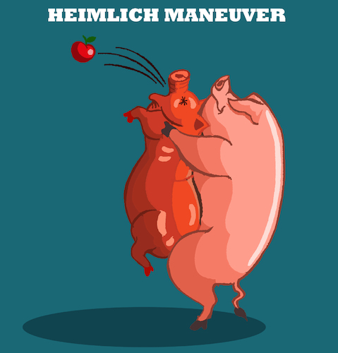 Cartoon: Heimlich Maneuver... (medium) by berk-olgun tagged heimlich,maneuver