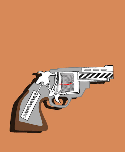 Cartoon: Hide Book in Gun... (medium) by berk-olgun tagged hide,book,in,gun