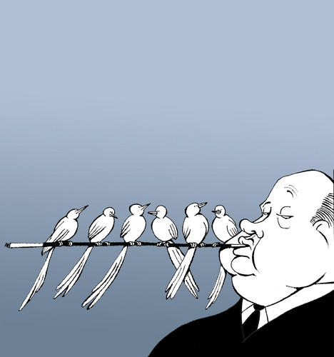 Cartoon: Hitchcock... (medium) by berk-olgun tagged hitchcock