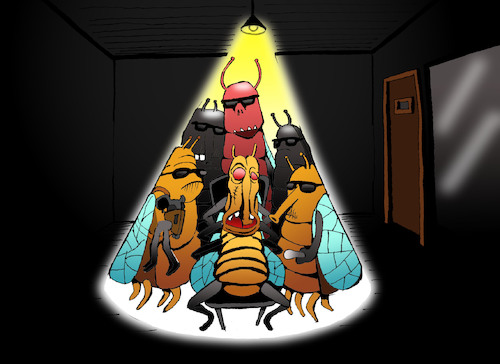 Cartoon: Insect Interrogation... (medium) by berk-olgun tagged insect,interrogation