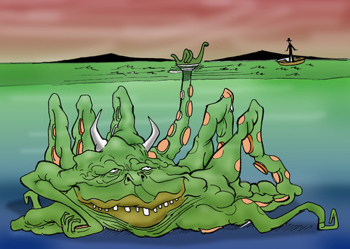 Cartoon: Loch Ness Monster.. (medium) by berk-olgun tagged loch,ness,monster