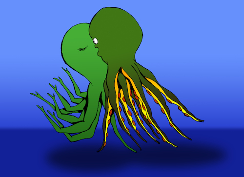 Cartoon: Octopus Kiss... (medium) by berk-olgun tagged octopus,kiss