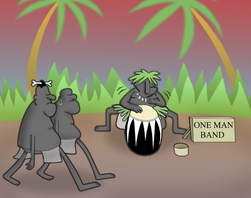 Cartoon: ONE MAN BAND.. (medium) by berk-olgun tagged one,man,band