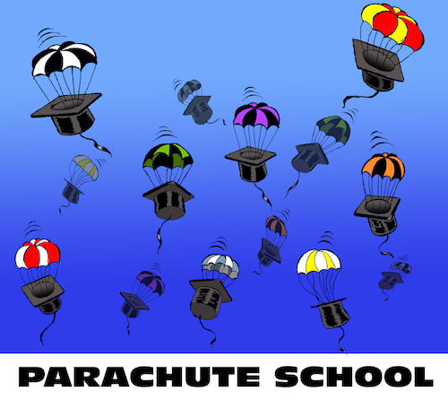 Cartoon: Parachute School... (medium) by berk-olgun tagged parachute,school