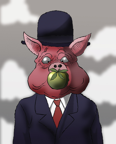 Cartoon: Pig Magritte... (medium) by berk-olgun tagged pig,magritte