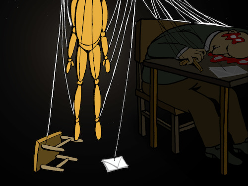 Cartoon: Puppeteer Suicide... (medium) by berk-olgun tagged puppeteer,suicide