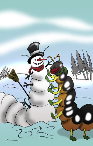 Cartoon: Snowcentipede... (medium) by berk-olgun tagged snowcentipede
