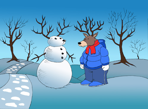 Cartoon: Snowdeer... (medium) by berk-olgun tagged snowdeer