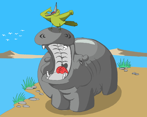 Cartoon: Yawning Hippo... (medium) by berk-olgun tagged yawning,hippo