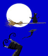 Cartoon: Cat and The Witch... (small) by berk-olgun tagged cat,and,the,witch