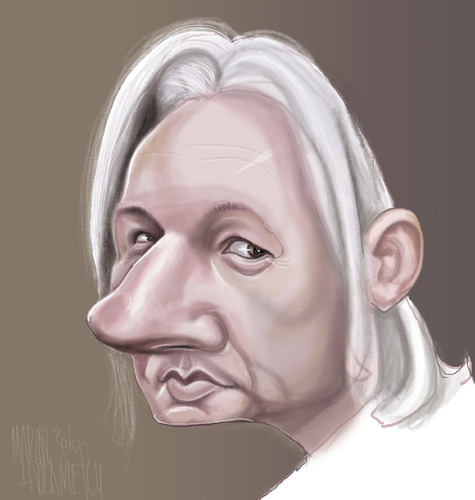 Cartoon: Assange (medium) by Marian Avramescu tagged mmmmmmmmmmmm