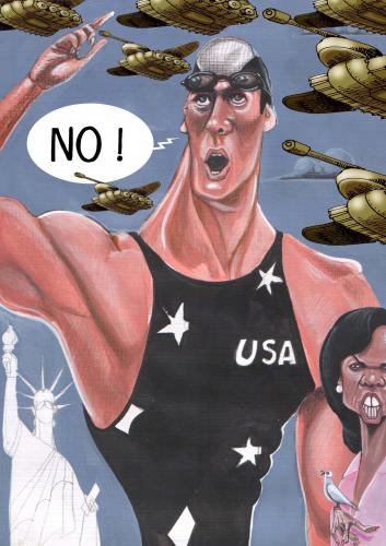Cartoon: USA (medium) by Marian Avramescu tagged phelps,rice,antiwar