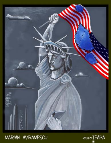 Cartoon: USA (medium) by Marian Avramescu tagged statuia,libertatii