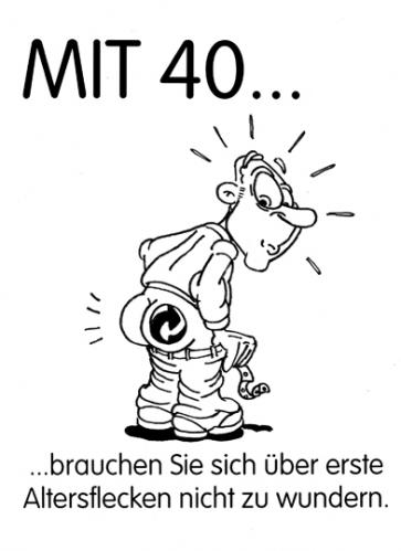 Cartoon: Altersfleck (medium) by Glenn M Bülow tagged grüner,punkt,duales,system,40,altern,aging,geburtstag,midlife,crisis