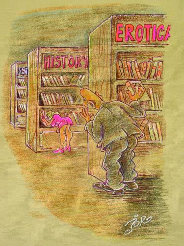 Cartoon: Erotica (medium) by Jordan Pop-Iliev tagged erotica,literature,library