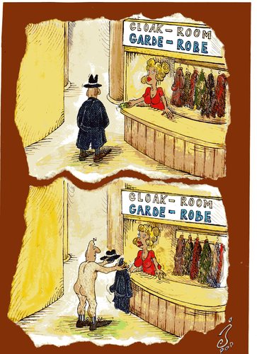 Cartoon: Garderobe (medium) by Jordan Pop-Iliev tagged garderobe,nudity,exhibitionist