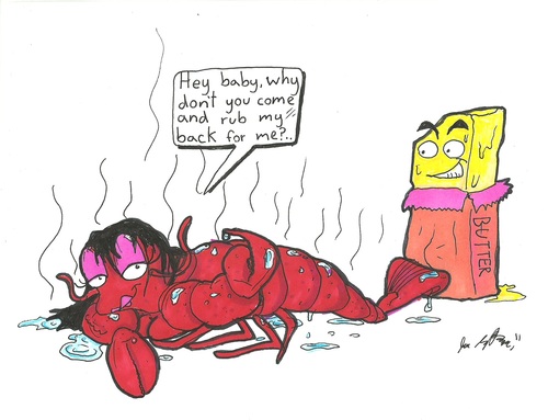 Cartoon: hot steamy lobster (medium) by m-crackaz tagged lobster,butter