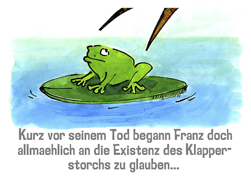 Cartoon: froschleben II (medium) by jenapaul tagged frosch,frösche,frogs,storch,humor