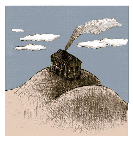 Cartoon: house (medium) by jenapaul tagged house,humor,double,thinking,body,landscape
