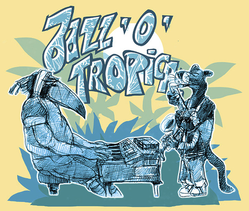 Cartoon: jazz o tropical (medium) by jenapaul tagged summer,south,carribean,tropical,music,jazz