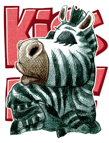 Cartoon: kiss me (medium) by jenapaul tagged kiss,love,zebra,animals