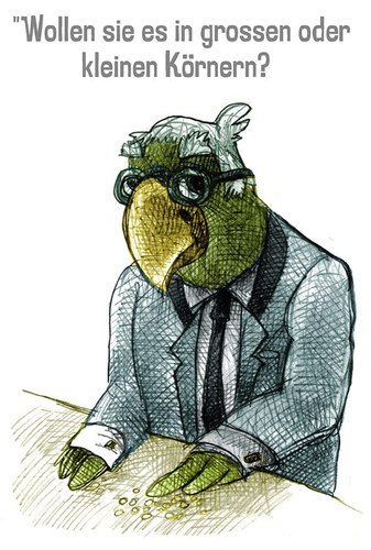 Cartoon: Vogelbank (medium) by jenapaul tagged bank,humor,vögel,tiere,menschen,geld