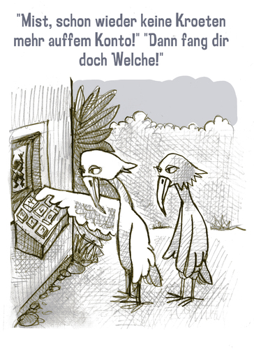 Cartoon: Vogels (medium) by jenapaul tagged tiere,vögel,birds,bankautomat,geld,money