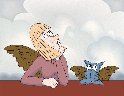 Cartoon: Ulli Art Rapheals Angels (medium) by red tagged ulli,art,cherubs,angels,blue,cat