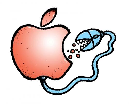 Cartoon: iapple (medium) by svitalsky tagged svitalsky,apple,mouse,pc,computer