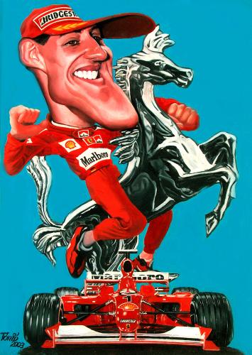 Cartoon: Michael Schumacher (medium) by Tonio tagged caricature,portrait,formula1,german,ferrari,sports