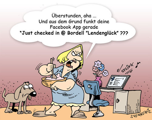 Cartoon: Fatale Facebook App (medium) by svenner tagged facebook,iphone,foursquare,internet,geotracking