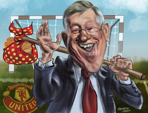 Cartoon: Sir Alex Fergusson (medium) by zsoldos tagged soccer,football,manchester,sport