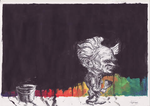 Cartoon: Arthur Schopenhauer (medium) by Shareni tagged philosophy,philosopher,famous