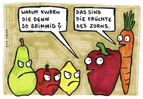 Cartoon: die früchte des zorns (medium) by meikel neid tagged zorn,zornig,wütend,früchte,obst,gemüse,meikel,neid