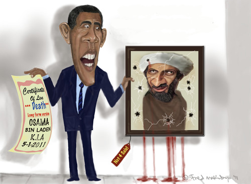 Cartoon: Osama proof of death! (medium) by Fred Makubuya tagged week,the,of,baffoon,barack,states,united,terrorist,obama,laden,bin,osama