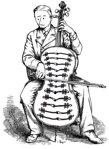 Cartoon: cellist (medium) by zu tagged cellist,music,ornament